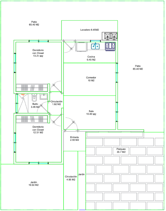 Plano de la villa de 2 habitaciones de Alta Vita 2 Punta Cana
